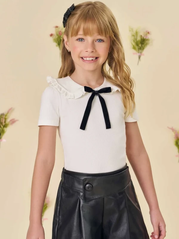 Blusa Infantil Canelada com Laço – Infanti