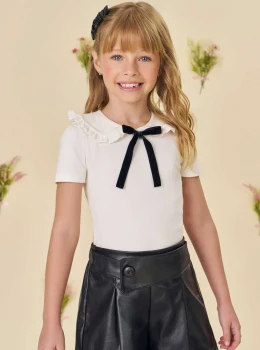Blusa Infantil Canelada com Laço – Infanti