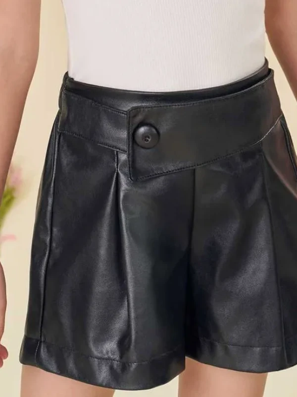 Short Saia Infantil Efeito Couro – Infanti