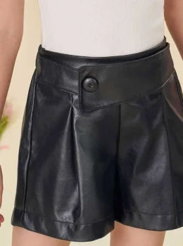 Short Saia Infantil Efeito Couro – Infanti
