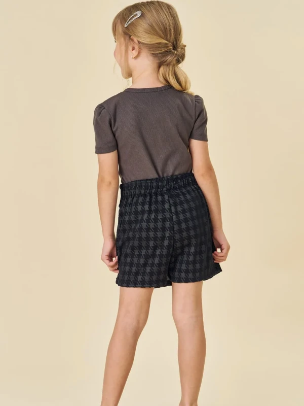Conjunto Infantil Blusa Canelada e Saia Pied-de-Poule – Infanti
