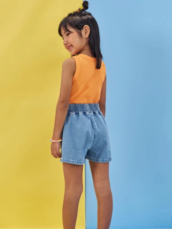 Conjunto Infantil Regata Canelada e Short Jeans – Kukie