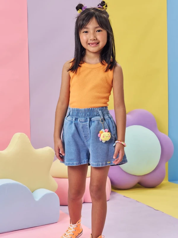 Conjunto Infantil Regata Canelada e Short Jeans – Kukie