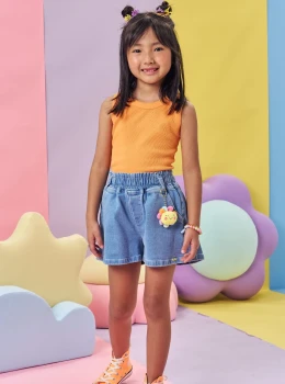 Conjunto Infantil Regata Canelada e Short Jeans – Kukie