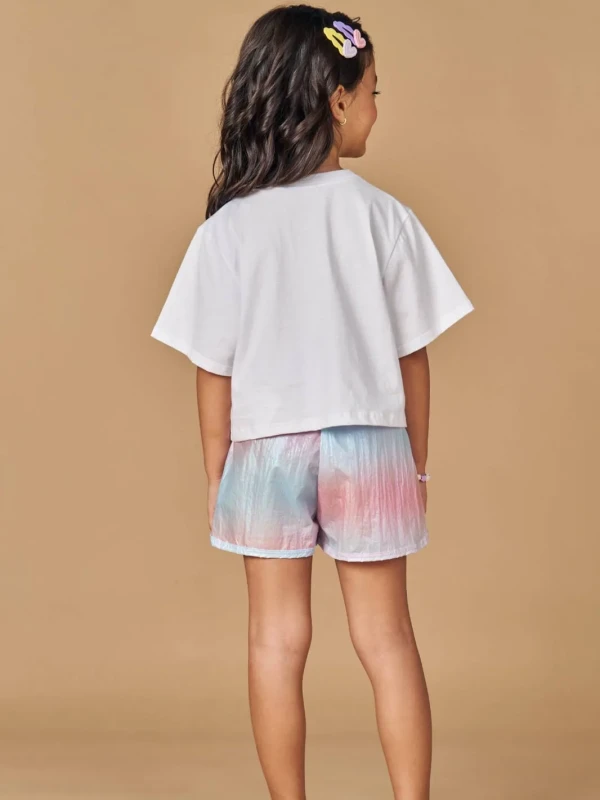 Conjunto Infantil Blusa Estampada e Short Metalizado – Kukie