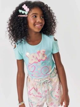 Conjunto Infantil Love Blusa e Short – Kukie