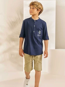 Conjunto Infantil Camiseta Estilo Camisa e Bermuda – Johnny Fox