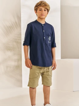 Conjunto Infantil Camiseta Estilo Camisa e Bermuda – Johnny Fox