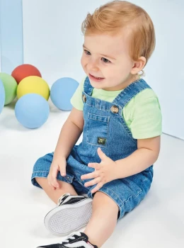 Jardineira Infantil Jeans com body – Johnny Fox