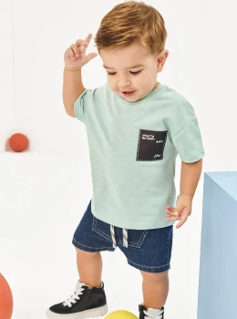 Conjunto Infantil Camiseta e Bermuda Jeans – Johnny Fox