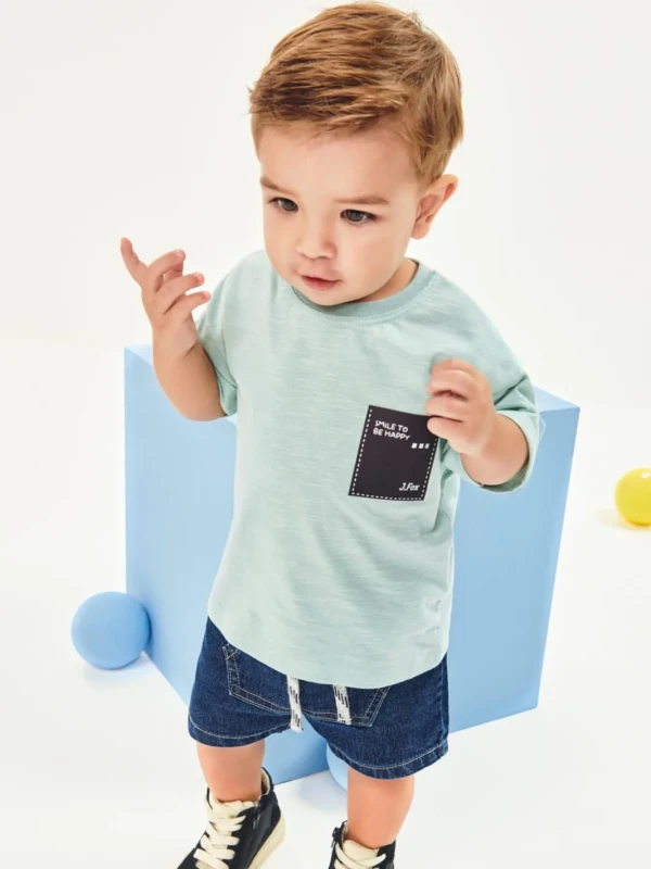 Conjunto Infantil Camiseta e Bermuda Jeans – Johnny Fox