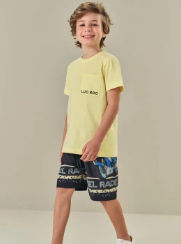 Conjunto Infantil Camiseta e Bermuda Estampada – Luc.Boo