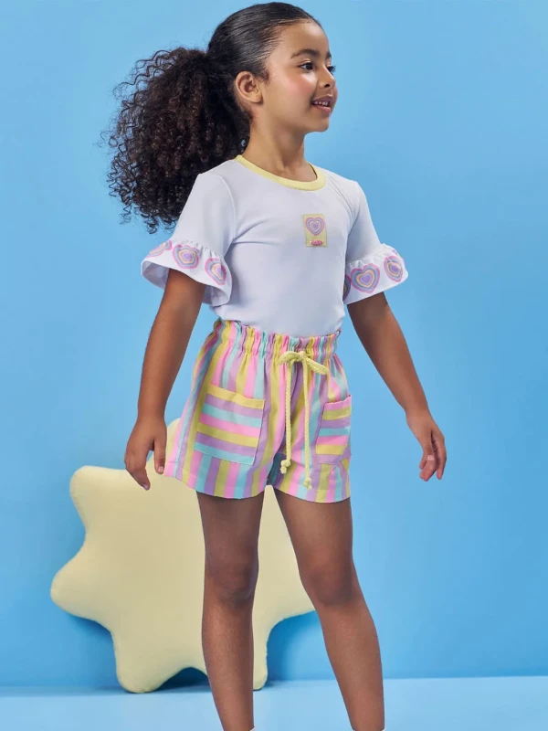 Conjunto Infantil Colorido Blusa e Shorts Kukie