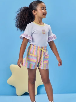 Conjunto Infantil Colorido Blusa e Shorts Kukie
