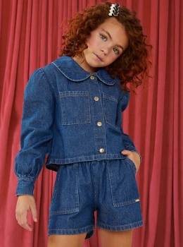 Conjunto Infantil Jeans Jaqueta e Shorts – Infanti