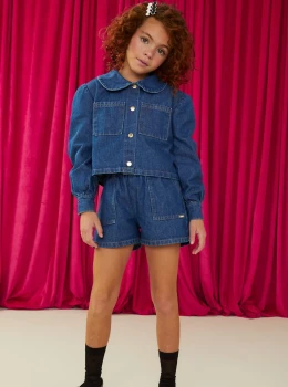 Conjunto Infantil Jeans Jaqueta e Shorts – Infanti
