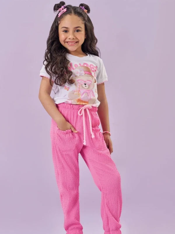 Conjunto Bear Sweetness Conforto e estilo para as pequenas exploradoras!