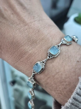 Pulseira em Pedra Natural Calcedônia Azul