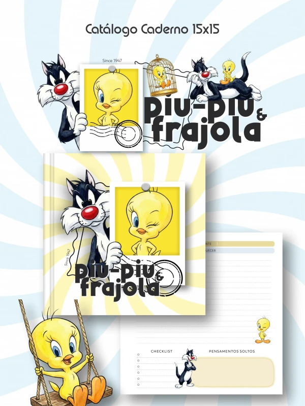 CADERNO PAUTADO FRAJOLA & PIU PIU