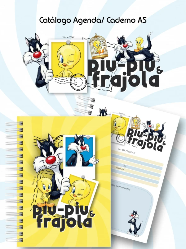 CADERNO PAUTADO FRAJOLA & PIU PIU