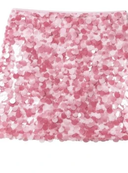 Saia de paetê rosa