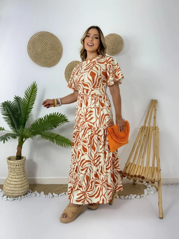 Vestido Longo Tira Drapeada “Malha canelada