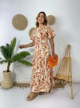 Vestido Longo Tira Drapeada “Malha canelada