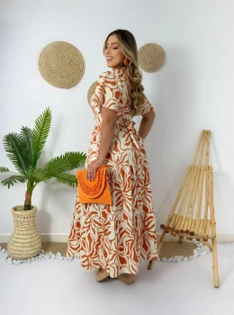 Vestido Longo Tira Drapeada “Malha canelada