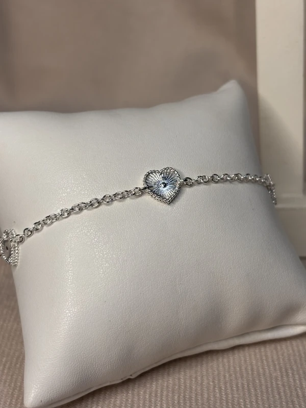 Pulseira coração prata