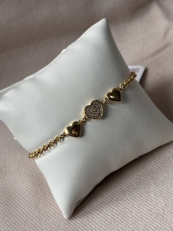 Pulseira três corações com zircônia
