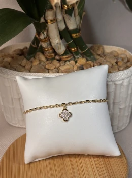 Pulseira flor com zircônia