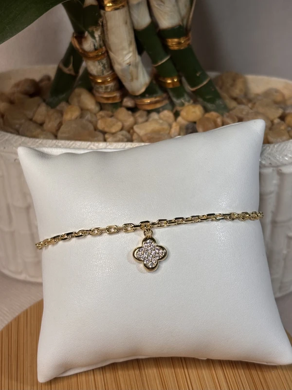 Pulseira flor com zircônia