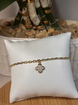 Pulseira flor com zircônia