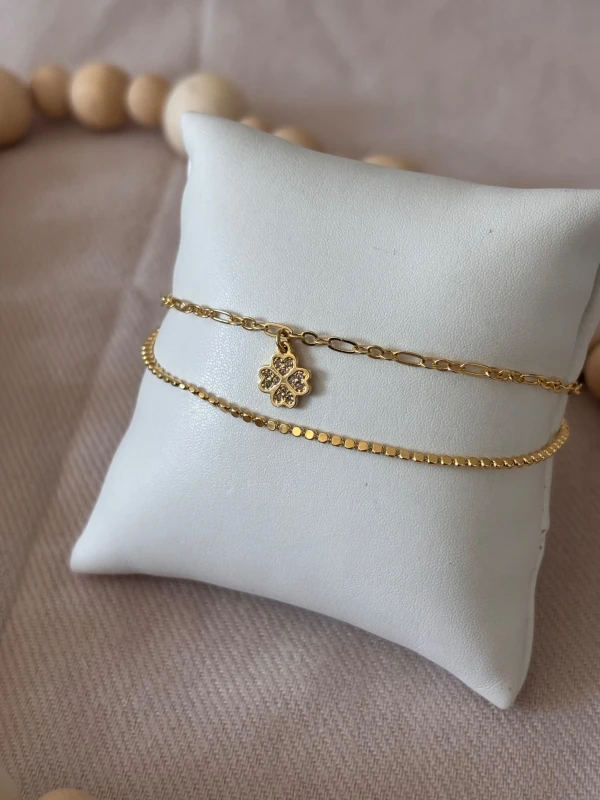 Pulseira Dupla com Trevo