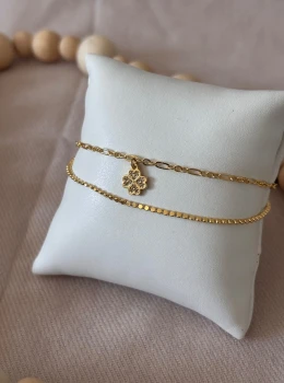 Pulseira Dupla com Trevo