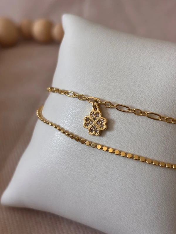 Pulseira Dupla com Trevo