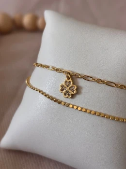 Pulseira Dupla com Trevo