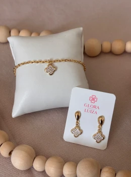Conjunto Trevo com Zircônia