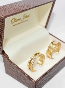Aliança de Ouro, Casamento e Noivado 18k Design Clássico Italiano