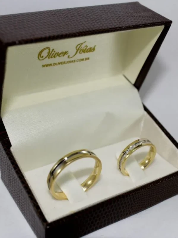 Aliança ouro 18k 4mm Bodas prata