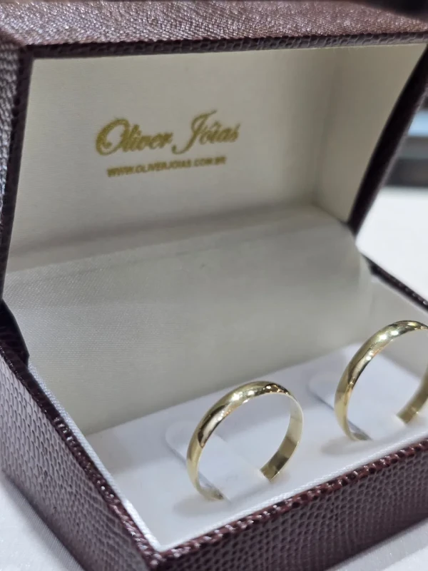 Aliança ouro 18k 3mm o par