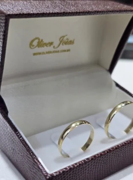 Aliança ouro 18k 3mm o par