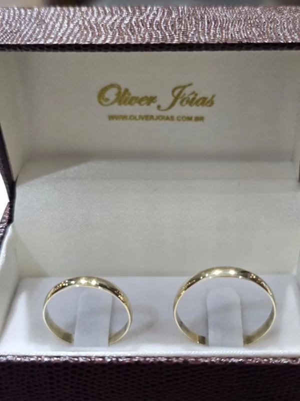 Aliança ouro 18k 3mm o par