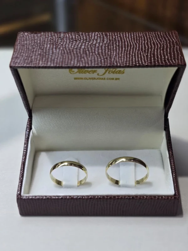 Aliança ouro 18k 3mm o par