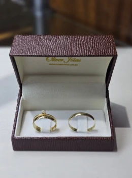 Solitário + Aliança ouro 18k 3mm o par