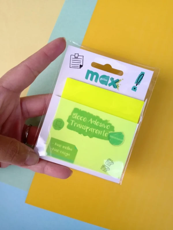 Bloco Adesivo Transparente Amarelo