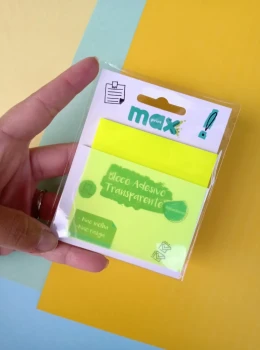 Bloco Adesivo Transparente Amarelo
