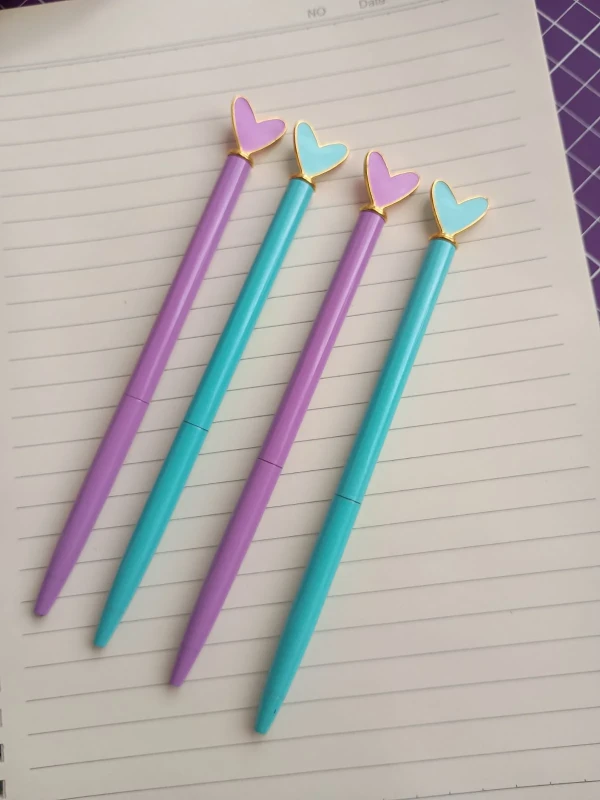 Caneta coração pastel luxo retrátil