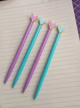 Caneta coração pastel luxo retrátil