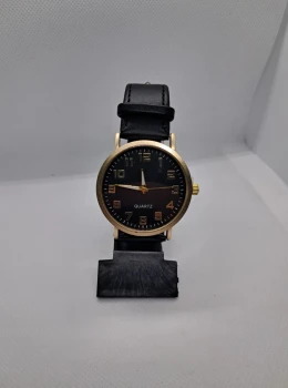 Relógio Masculino Classic Gold Black – Pulseira em Couro Sintético